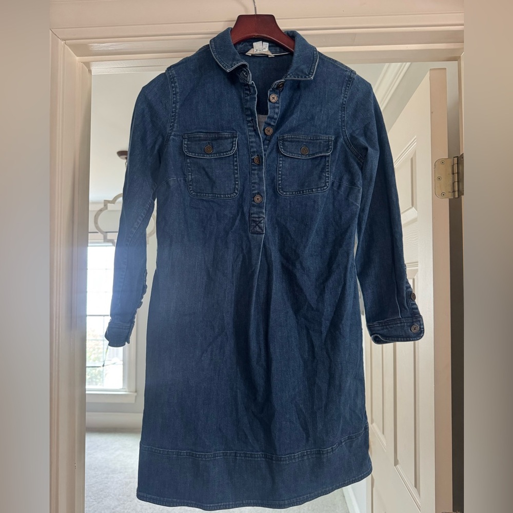 Boden Denim Shirt Dress in Dark Blue - Size 4P - Picture 4 of 10